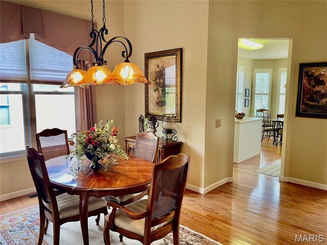 2087 Hawks Landing Dr, Lake St Louis, MO 63367 - dining room with light wood finished floors and a chandelier
