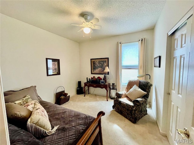 2087 Hawks Landing Dr, Lake St Louis, MO 63367 - bedroom with light colored carpet, a textured ceiling, and a ceiling fan
