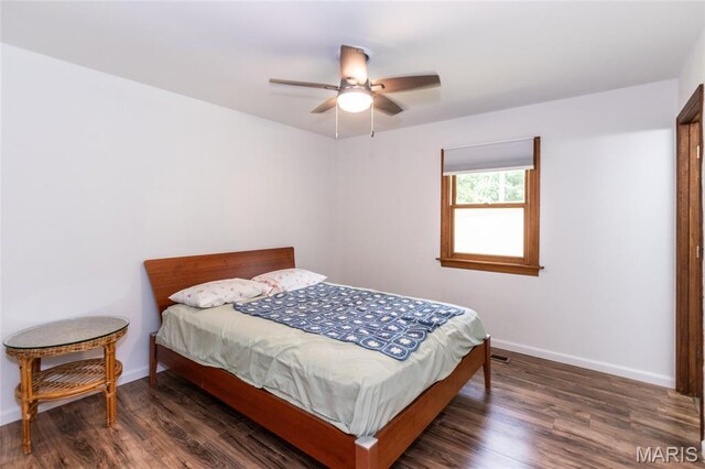 2915 Ozark Dr, Queeny Township, MO 63122 - bedroom with wood finished floors, baseboards, and ceiling fan
