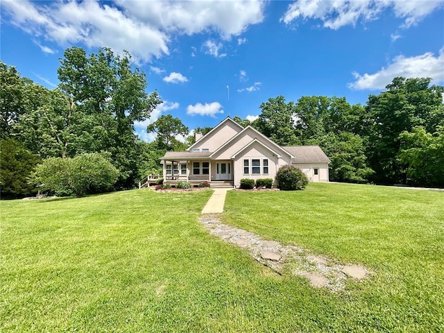 14800 County Road 448, St James, MO 65559 - view of front of home featuring a porch, a front yard, and a chimney