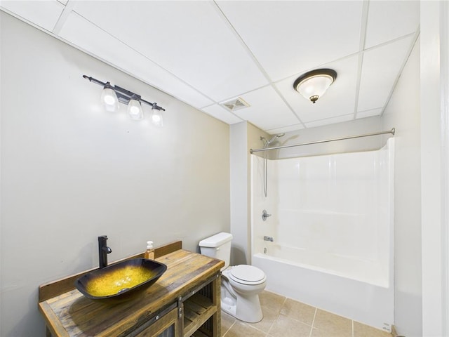 14800 County Road 448, St James, MO 65559 - full bath with toilet, washtub / shower combination, tile patterned flooring, a drop ceiling, and vanity