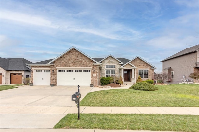 223 Ellington Ct, Glen Carbon, IL 62034 - view of front of house featuring a front yard, a garage, driveway, and brick siding