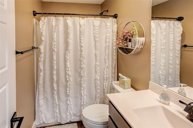 223 Ellington Ct, Glen Carbon, IL 62034 - bathroom with toilet, vanity, and a shower with curtain