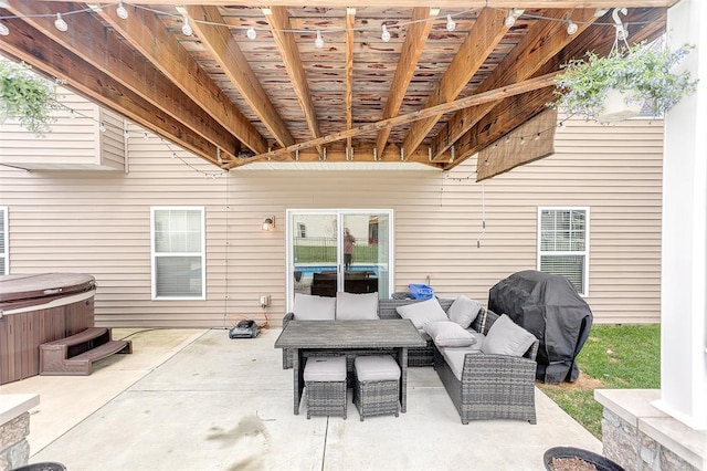 223 Ellington Ct, Glen Carbon, IL 62034 - view of patio featuring a hot tub, an outdoor hangout area, and area for grilling
