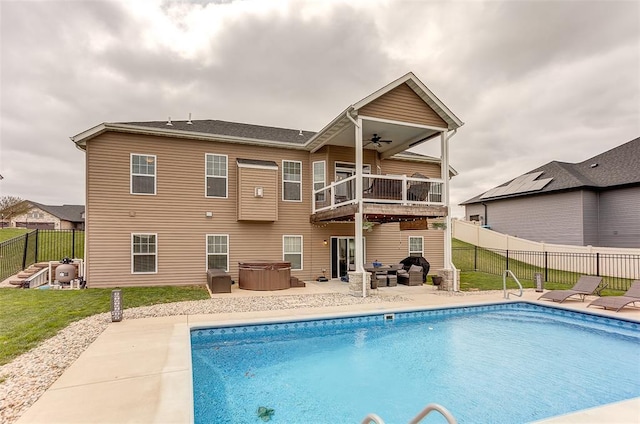 223 Ellington Ct, Glen Carbon, IL 62034 - view of pool featuring a hot tub, ceiling fan, and a patio