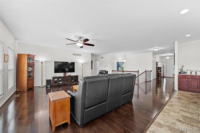 38 Crystal Manor Ct, Wentzville, MO 63385 - living area featuring ceiling fan and wood-type flooring
