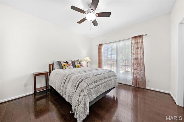 38 Crystal Manor Ct, Wentzville, MO 63385 - bedroom featuring hardwood / wood-style floors, ceiling fan, and baseboards