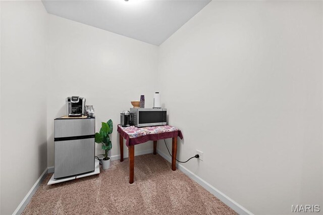38 Crystal Manor Ct, Wentzville, MO 63385 - office space with baseboards, carpet flooring, and vaulted ceiling