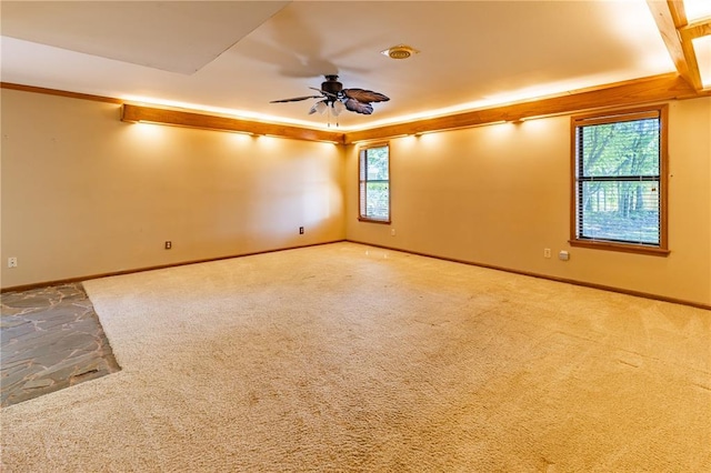 22 Greenbriar Dr, New Madrid, MO 63869 - carpeted spare room with a ceiling fan, baseboards, and ornamental molding