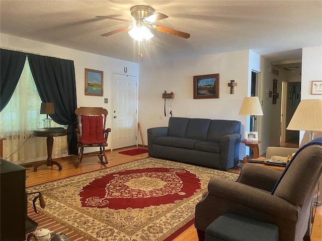 95 W Lakeview Dr, De Soto, MO 63020 - living room featuring a ceiling fan and wood finished floors