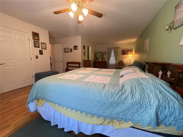 95 W Lakeview Dr, De Soto, MO 63020 - bedroom with wood finished floors and ceiling fan