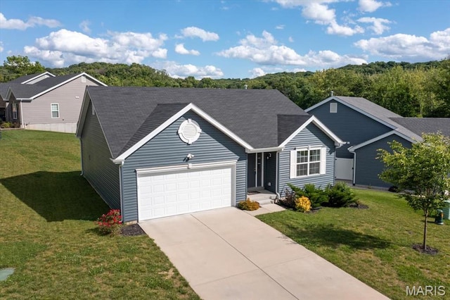 800 Boulder Crest Ct, Eureka, MO 63025 - view of front of home featuring an attached garage, a front lawn, and concrete driveway