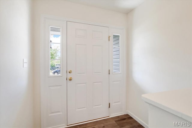800 Boulder Crest Ct, Eureka, MO 63025 - entryway featuring dark wood-style floors and baseboards