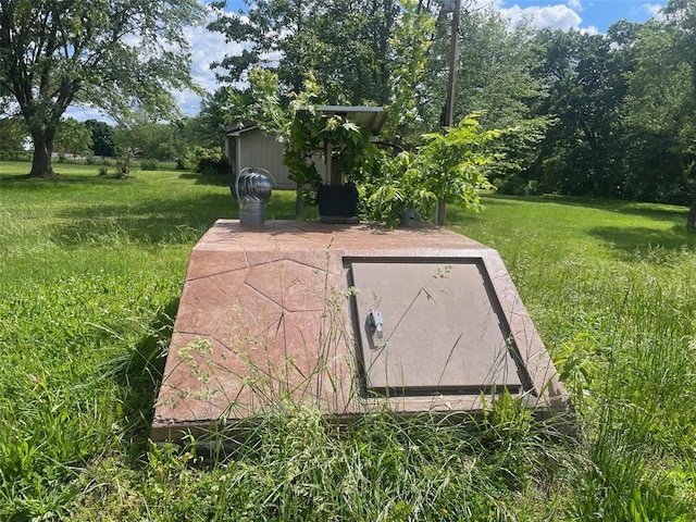 610 York St, Crocker, MO 65452 - view of storm shelter with a yard
