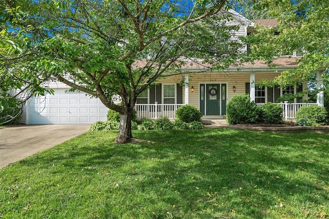 3912 Jacobs Lndg, Saint Charles, MO 63304 - view of front of property featuring a porch, driveway, a front yard, and an attached garage