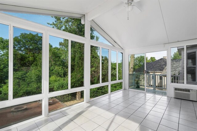 3912 Jacobs Lndg, Saint Charles, MO 63304 - unfurnished sunroom featuring tile patterned floors and a wall mounted air conditioner