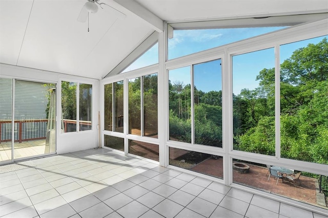 3912 Jacobs Lndg, Saint Charles, MO 63304 - unfurnished sunroom with lofted ceiling and ceiling fan