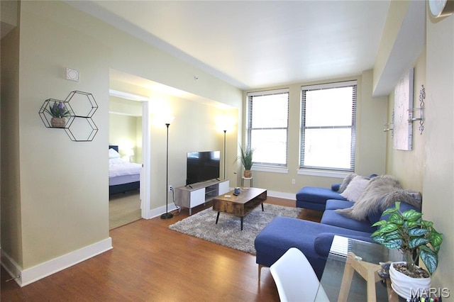 314 N Broadway Unit 603, Saint Louis, MO 63102 - living room featuring wood finished floors and baseboards