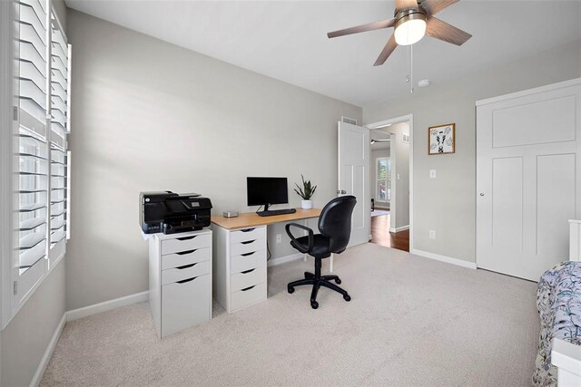 217 Arlington Dr, Moscow Mills, MO 63362 - office space with carpet flooring, a ceiling fan, and baseboards