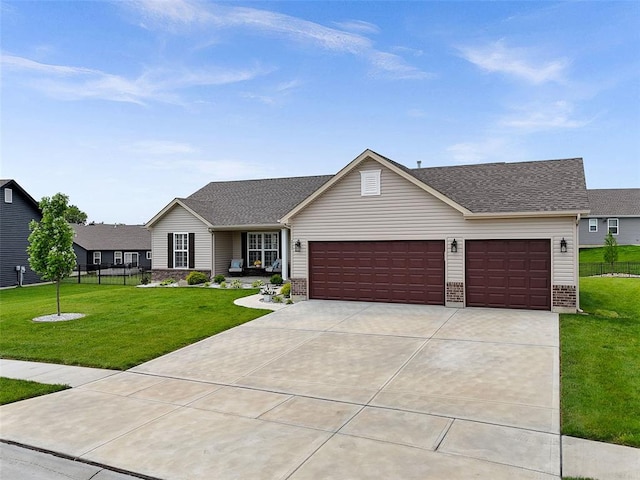 217 Arlington Dr, Moscow Mills, MO 63362 - single story home featuring an attached garage, driveway, brick siding, and a shingled roof