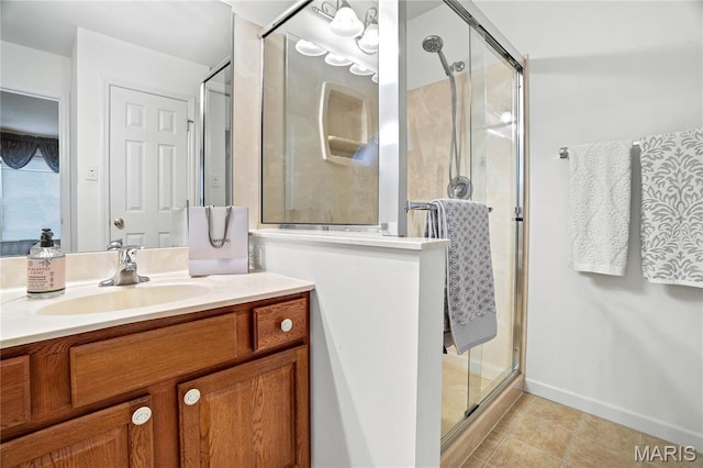 736 Berrywine Ln, Arnold, MO 63010 - full bath featuring vanity, a stall shower, and tile patterned flooring