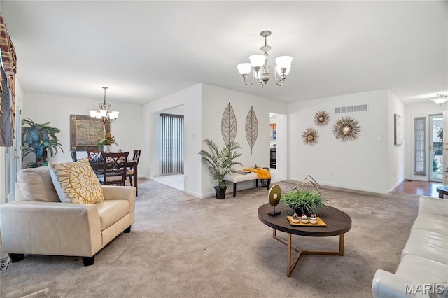 736 Berrywine Ln, Arnold, MO 63010 - living area with a chandelier and light colored carpet