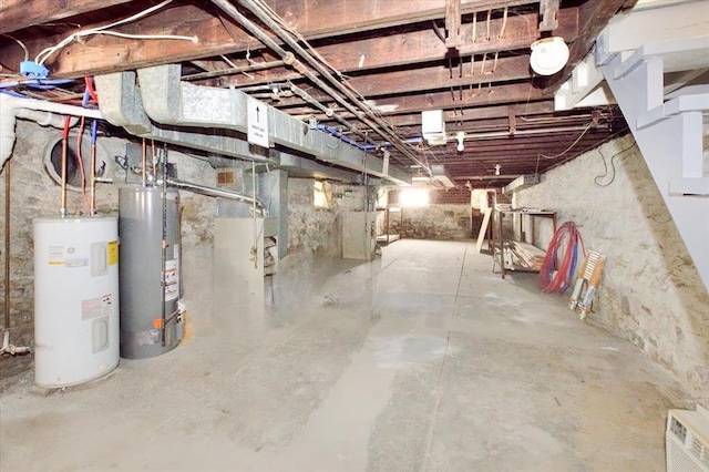 5027 S Broadway Ave Unit 1-4, Saint Louis, MO 63111 - unfinished below grade area with gas water heater and electric water heater