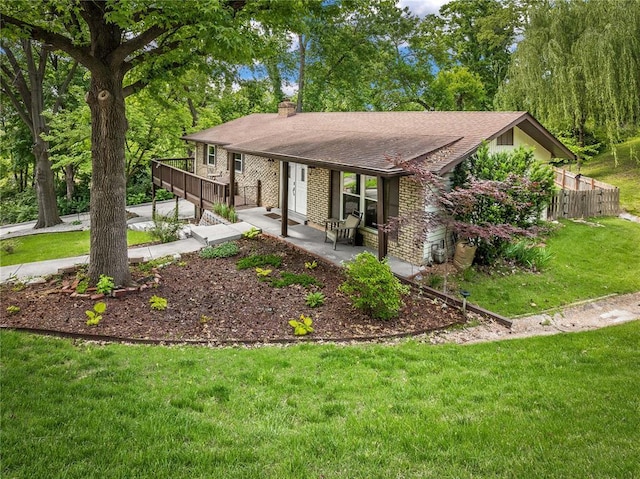 584 Watch Hill Rd, Collinsville, IL 62234 - view of front of home with a chimney and a deck