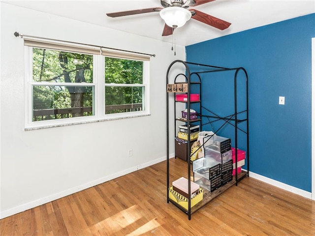 584 Watch Hill Rd, Collinsville, IL 62234 - bedroom featuring wood finished floors, baseboards, and ceiling fan