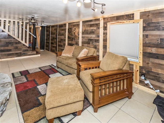 584 Watch Hill Rd, Collinsville, IL 62234 - tiled living room featuring wooden walls