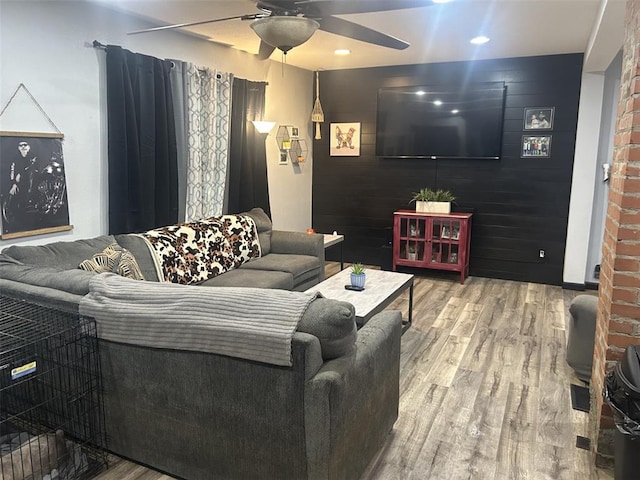 916 Penny St, Cape Girardeau, MO 63701 - living room featuring ceiling fan and wood finished floors