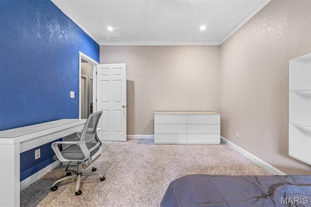 113 Riverwalk Dr, Desloge, MO 63628 - carpeted office featuring a textured wall, ornamental molding, recessed lighting, and baseboards