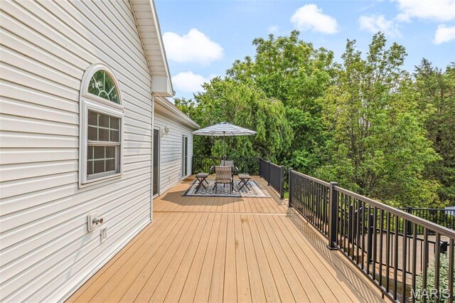 113 Riverwalk Dr, Desloge, MO 63628 - wooden terrace with outdoor dining area
