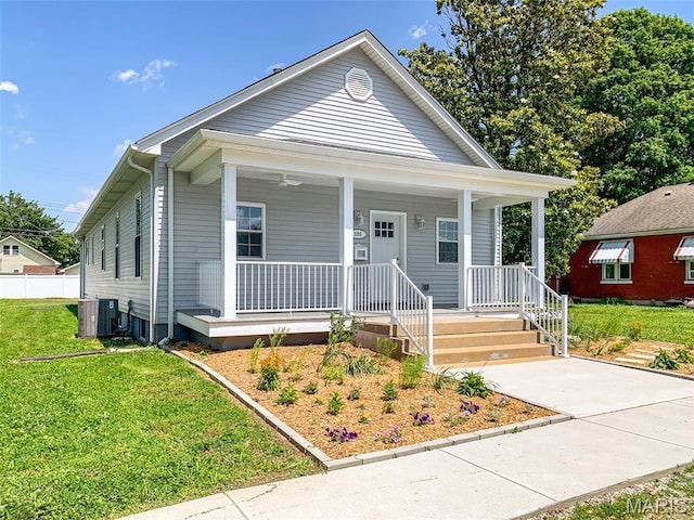 526 State St, Dupo, IL 62239 - view of front of home with a porch, a front yard, and central AC unit