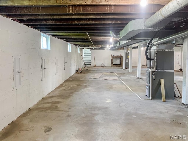 526 State St, Dupo, IL 62239 - basement featuring heating unit and stairway