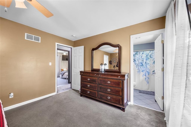 7172 Briarwood Dr, Cedar Hill, MO 63016 - bedroom featuring carpet flooring, ensuite bath, baseboards, and a ceiling fan