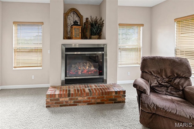 6517 Augies Way Pl, Millstadt, IL 62260 - carpeted living room with a brick fireplace and plenty of natural light
