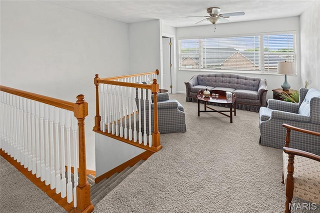 6517 Augies Way Pl, Millstadt, IL 62260 - carpeted living room featuring a ceiling fan
