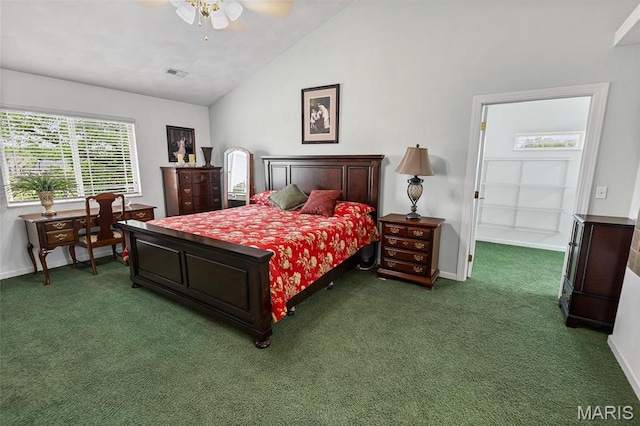 6517 Augies Way Pl, Millstadt, IL 62260 - carpeted bedroom featuring lofted ceiling and a ceiling fan