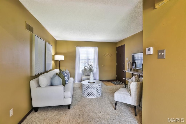2223 Highland Hill Drive E, Saint Peters, MO 63376 - living room featuring a textured ceiling and carpet flooring