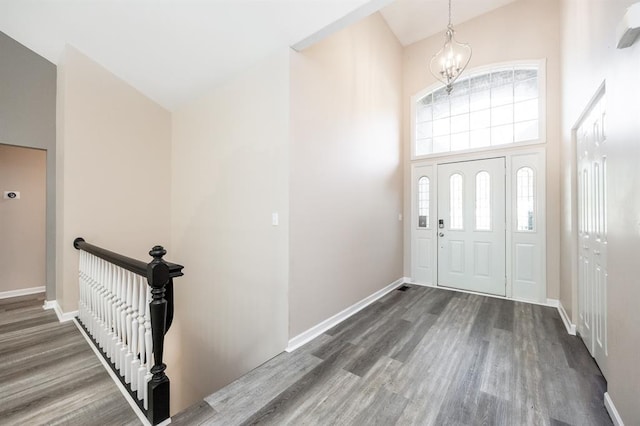 3 Wedgewood Ct, Edwardsville, IL 62025 - entryway with high vaulted ceiling, wood finished floors, healthy amount of natural light, and baseboards