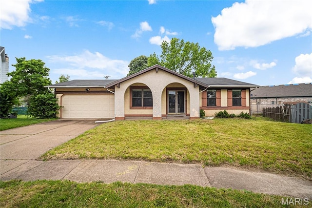 3853 Birkemeier Ct, Florissant, MO 63034 - view of front facade with an attached garage, concrete driveway, and stucco siding