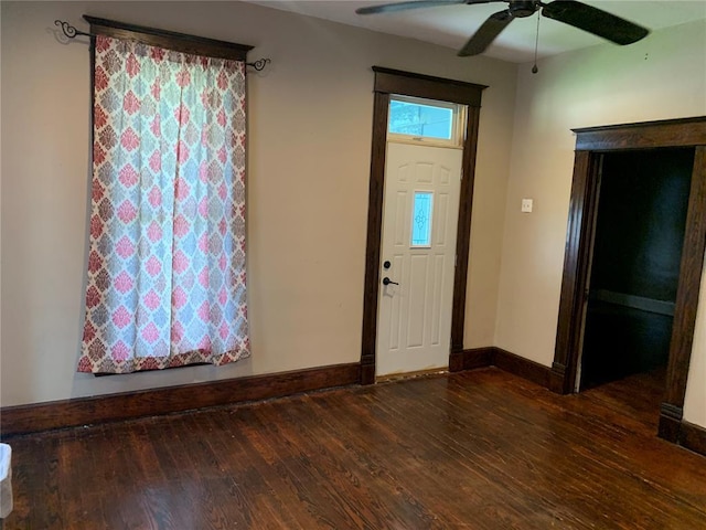 201 3rd St, Chaffee, MO 63740 - entrance foyer with baseboards, a ceiling fan, and wood-type flooring