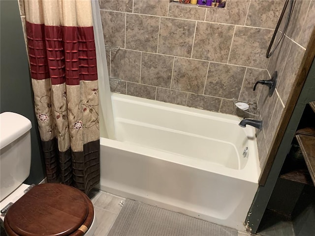 201 3rd St, Chaffee, MO 63740 - bathroom with toilet and shower / bathtub combination with curtain
