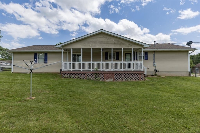 1111 Bluffview Dr, Desloge, MO 63628 - back of property with a porch and a lawn