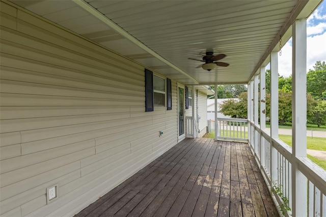 1111 Bluffview Dr, Desloge, MO 63628 - wooden porch with a ceiling fan