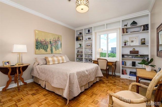 816 S Hanley Rd Unit 8C, Saint Louis, MO 63105 - bedroom featuring ornamental molding and baseboards