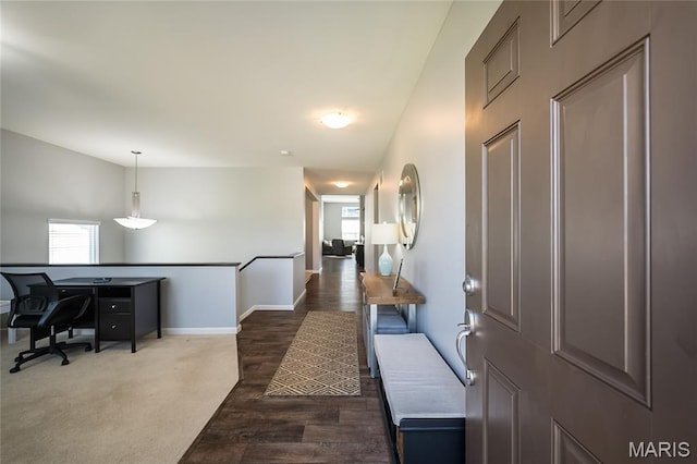 1510 Kennabrooke Ct, Saint Louis, MO 63146 - corridor with dark wood-style flooring and baseboards