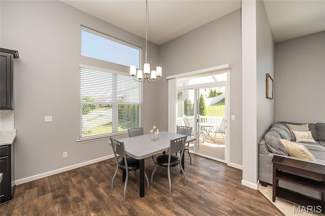 1510 Kennabrooke Ct, Saint Louis, MO 63146 - dining space featuring a chandelier, dark wood finished floors, and healthy amount of natural light