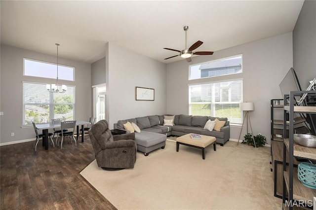 1510 Kennabrooke Ct, Saint Louis, MO 63146 - living area with a chandelier, ceiling fan, and wood finished floors